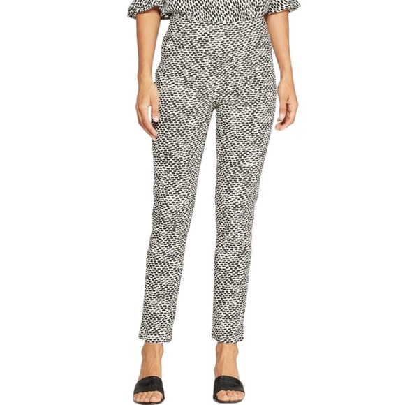 Who What Wear Animal Print High Rise Ankle Crop Skinny Pants Cream Black Size 8 - Picture 1 of 13
